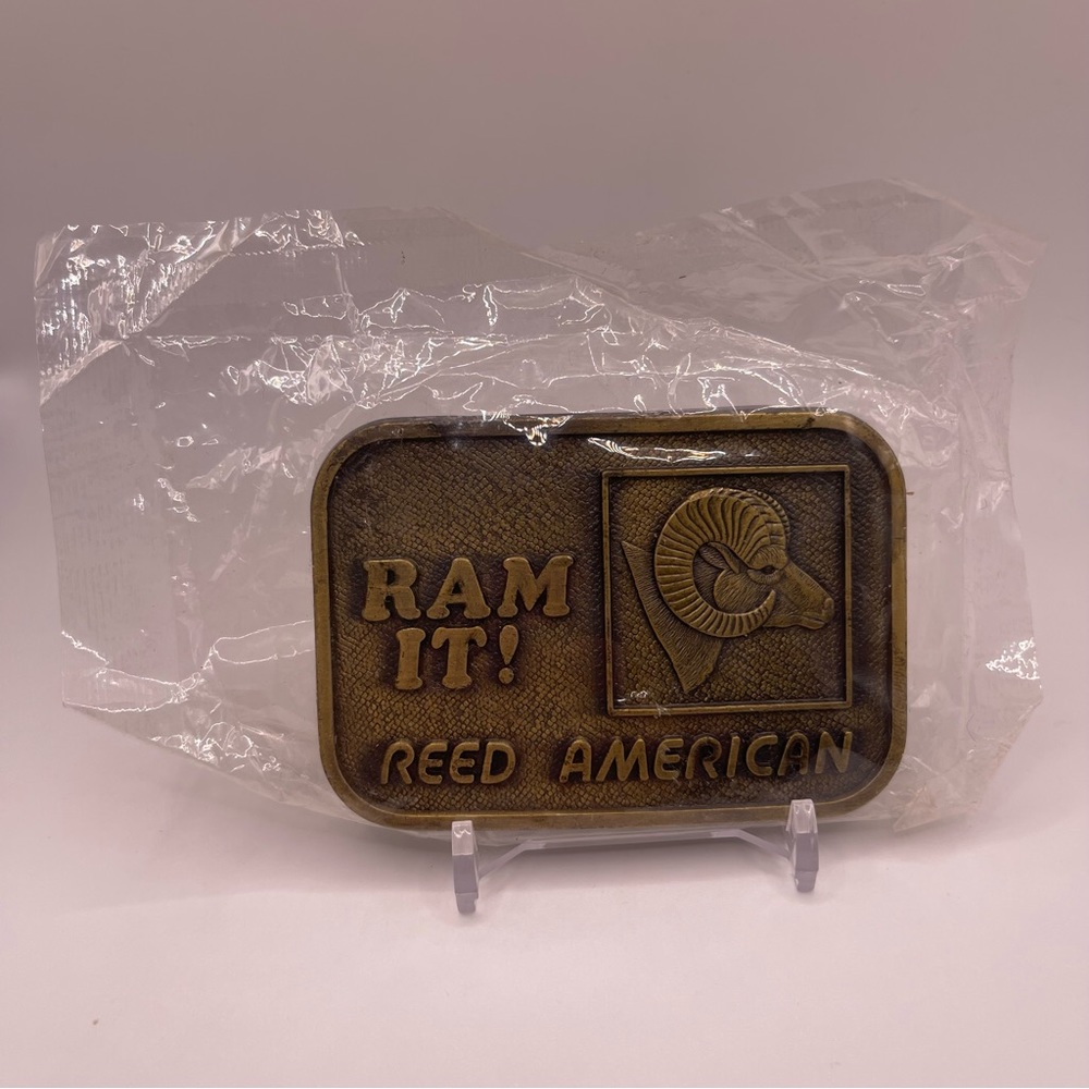 NEW Sealed Ram It! Reed American RJ Roberts & Co. Brass Belt Buckle